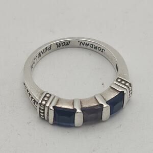 Sterling Silver Blue Purple Stone Family Ring‎ Personalized Size 6.5